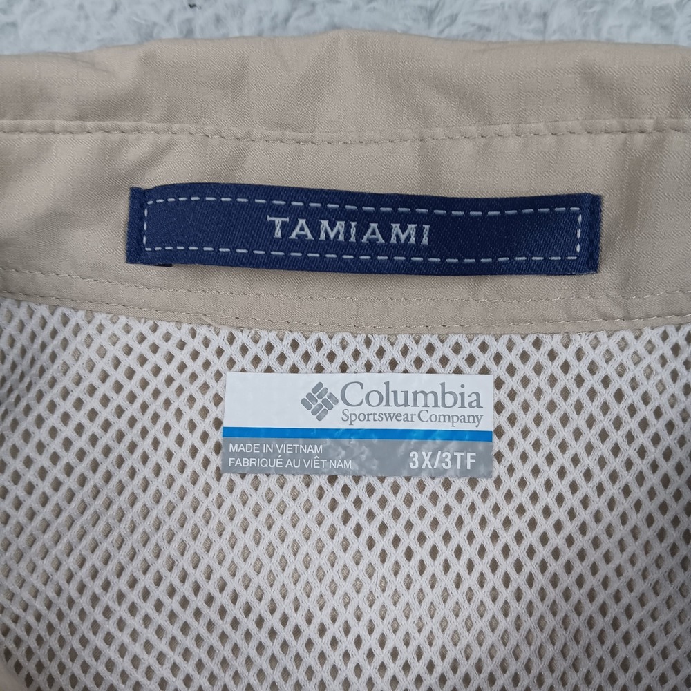Columbia Fishing Shirt Tamiami II Men 3X Tan Vented Ripstop PFG FS7253 - Picture 3 of 12